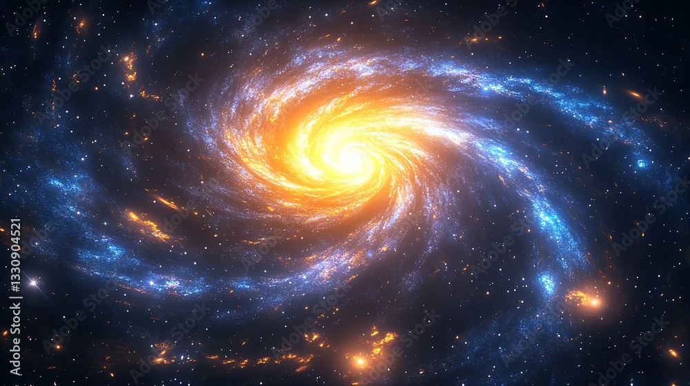 Canvas Prints bright and colorful galaxy swirling in the universe with shining stars : generative ai