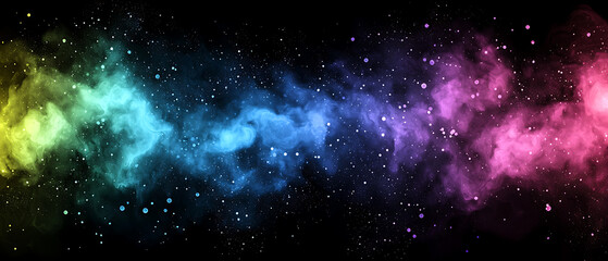 Naklejka premium Cosmic nebula swirl outer space digital artwork colorful background wide angle galactic vision