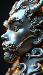 Obraz premium Close-up of polished silver, intricate details, object, aluminum texture