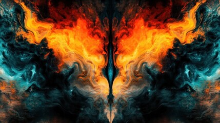 Abstract Fire and Ice: A Symphony of Contrasting Colors