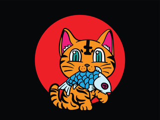 mad cat illustration with japanese style for kaijune event