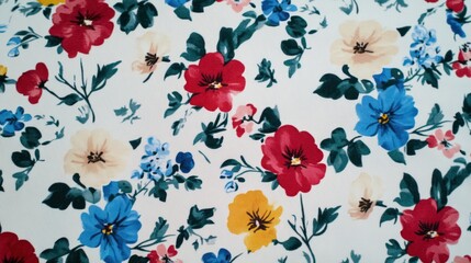 Vibrant Floral Textile Design: A Colorful Tapestry of Blooms