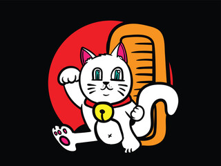 mad cat illustration with japanese style for kaijune event