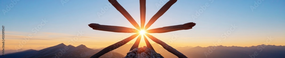 Poster Sunrise Synergy Collaborative Leadership Summit - Dynamic Team Building Visualization with Radial Convergence for Corporate Transformation and Innovative Workplace Empowerment