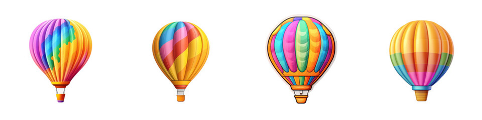 Naklejka premium Colorful air balloons floating in the night sky against a white background isolated on white or transparent