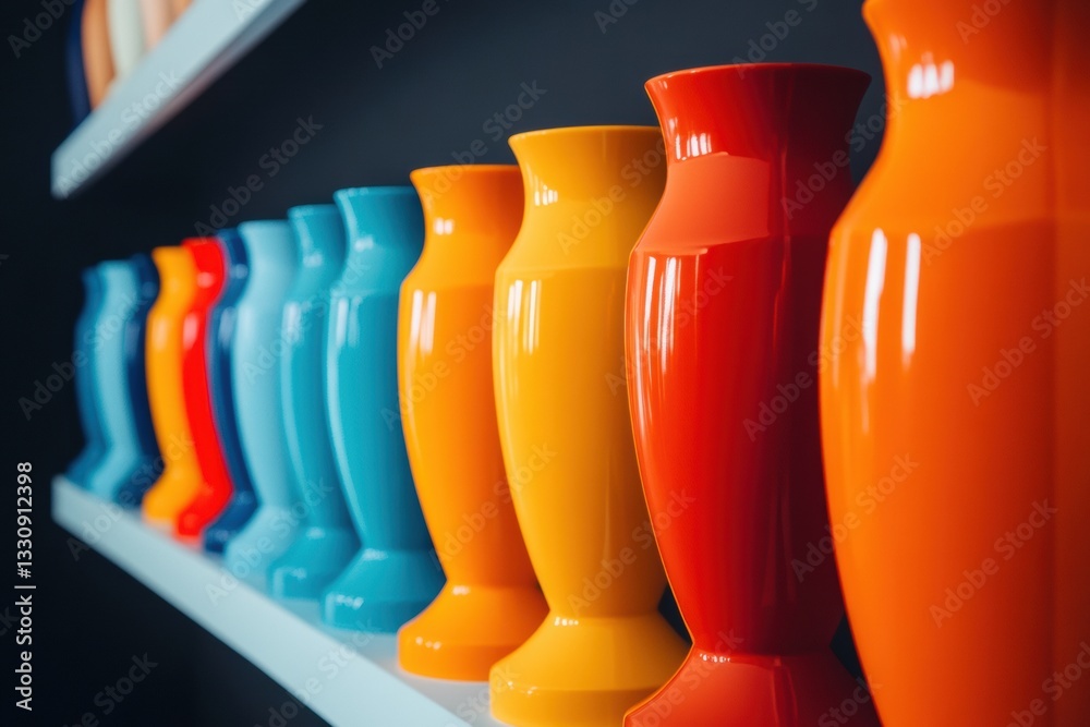 Poster chromatic minimalism vibrant ceramic vase collection showcasing contemporary design trends in color 