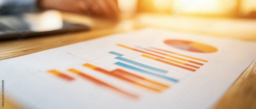 Aufkleber Dynamic Performance Analytics Minimalist Data Visualization for Agile Business Intelligence - Emerging Workplace Productivity Insights in Warm Sunset Illumination