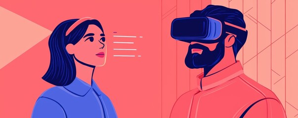 Virtual reality interaction demo technology lab illustration modern environment close-up view innovation concept