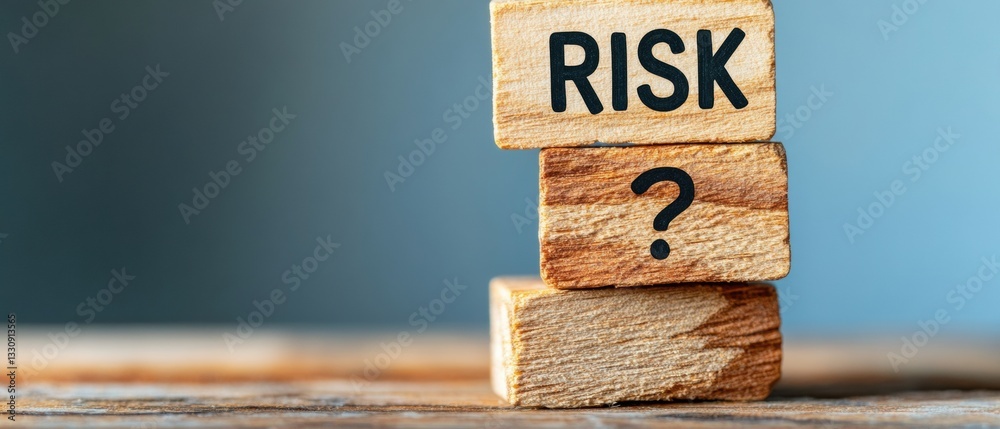 Aufkleber Minimalist Financial Risk Analysis Wooden Blocks Visualizing Investment Uncertainty and Strategic Decision-Making for Modern Business Intelligence