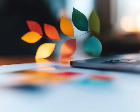 Sustainable Innovation Palette Vibrant Digital Growth Metaphor with Organic Leaf Design - Eco-Friendly Tech Branding for Creative Entrepreneurship