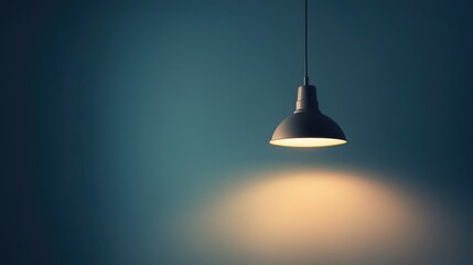 A vintage-style pendant light hanging from the ceiling with a soft, diffused glow, perfect for design elements or text.