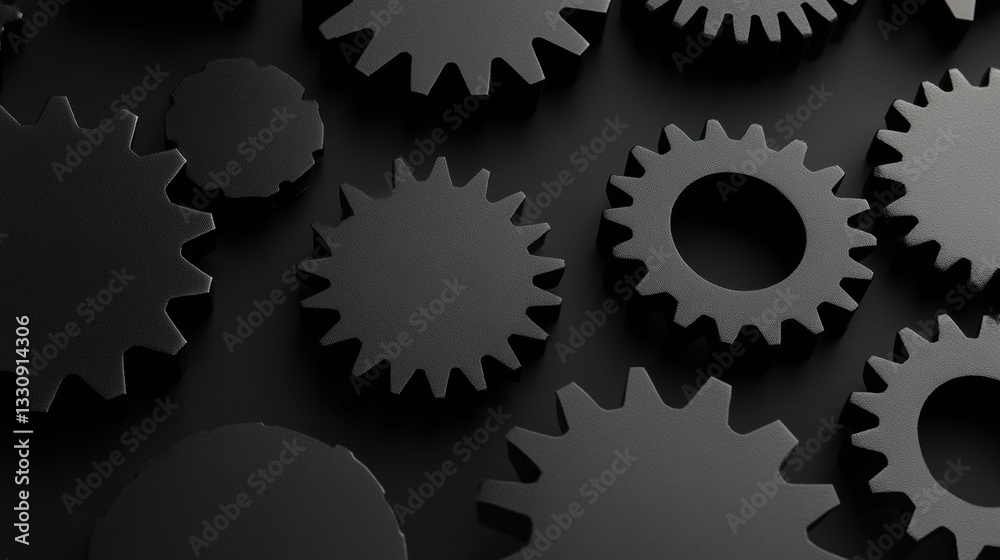 Poster Monochrome Industrial Synergy High-Performance Gear Integration Visualizing AI-Driven Process Optimization and Advanced Technological Interconnectivity