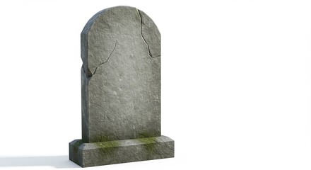 Old gravestone or tombstone with antique texture isolated on white background