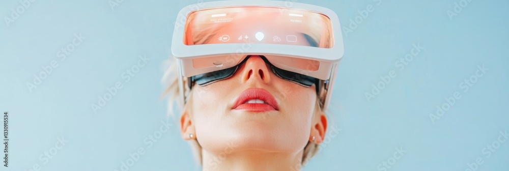 Poster Futuristic AR Immersion Gen Z Tech Innovation in Minimalist Mixed Reality Experience - Next-Generation Digital Interaction and Sensory Engagement