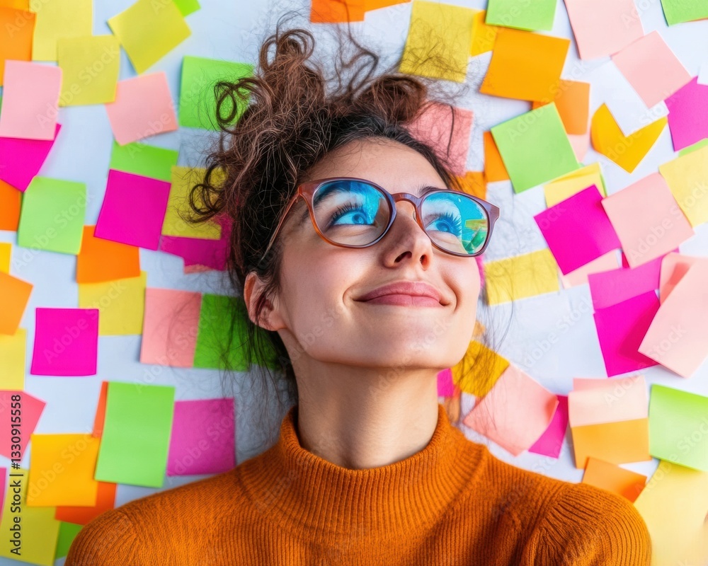 Poster vibrant creativity unleashed millennial brainstorming moment with colorful sticky notes - innovative