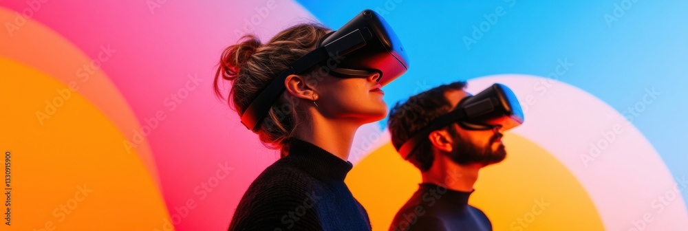 Aufkleber immersive tech evolution diverse professionals exploring next-gen virtual reality experiences in vib