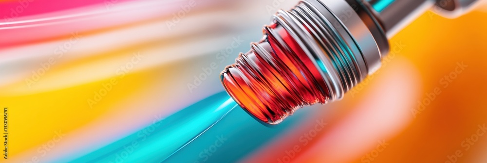 Poster hyper-chromatic industrial innovation next-gen manufacturing precision with vibrant metallic texture