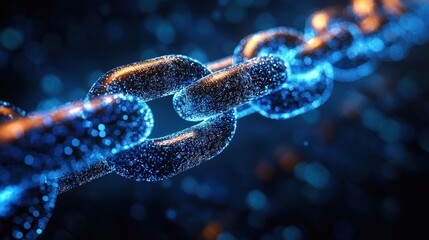 Glowing blue chain link digital concept.