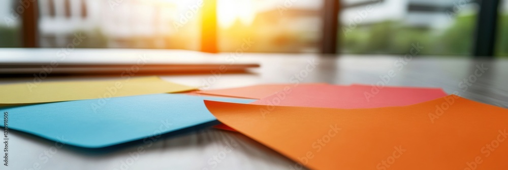 Poster Collaborative Innovation Workspace Vibrant Design Thinking Process with Colorful Adaptive Planning Cards for Agile Team Strategic Development