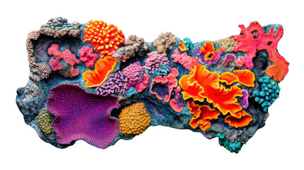 Naklejka premium Colorful coral reef showing marine biodiversity on transparent background