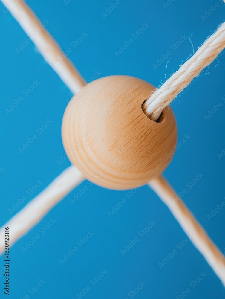 Poster minimalist network connectivity wooden sphere intersection symbolizing digital collaboration and sys