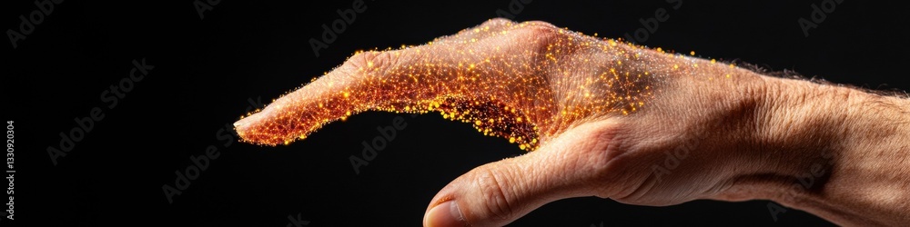 Poster Futuristic Digital Transformation Immersive Hand Interface with Holographic Particle Technology - Next-Gen Professional Skill Visualization for Innovative Learning Experiences