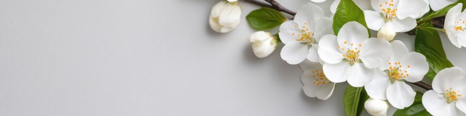 Fototapeta premium Serene Botanical Wellness Ethereal White Cherry Blossoms Capturing Mindful Spring Renewal, Soft Minimalist Nature Inspiration for Holistic Lifestyle Content