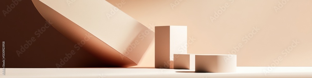 Aufkleber Minimalist Geometric Abstraction Soft Terracotta Architectural Blocks Showcasing Elegant Spatial Design, Modern Aesthetic Exploration in Neutral Tones