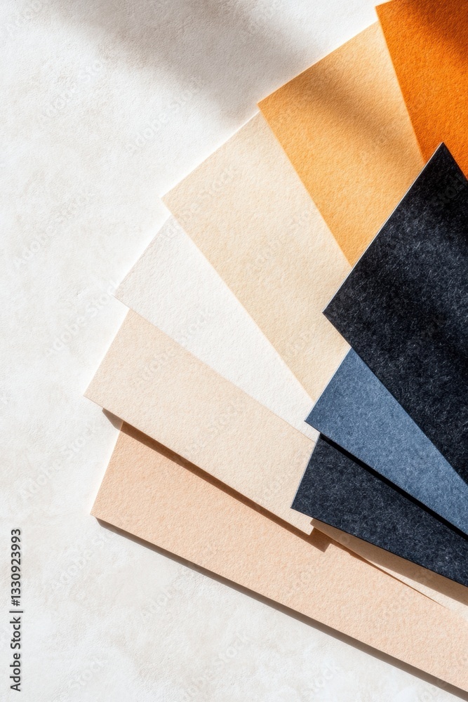 Poster Minimalist Color Palette Design Neutral Textured Paper Swatches Showcasing Modern Graphic Design Trends for Creative Branding and Visual Identity Solutions