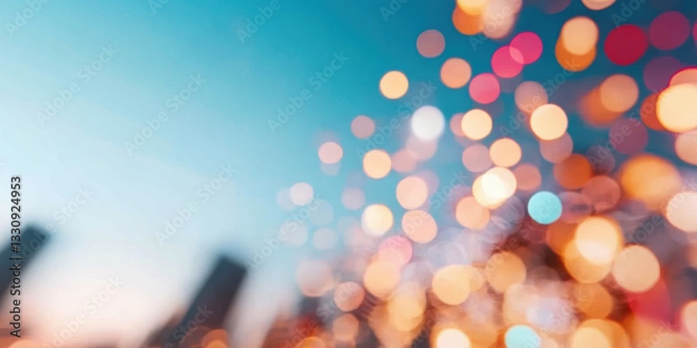 Poster Ethereal Urban Bokeh Vibrant Digital Backdrop for Creative Professionals - Soft Focus Technology Visualization with Modern Color Gradient
