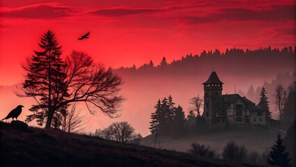 Fototapeta premium sunset in the forest