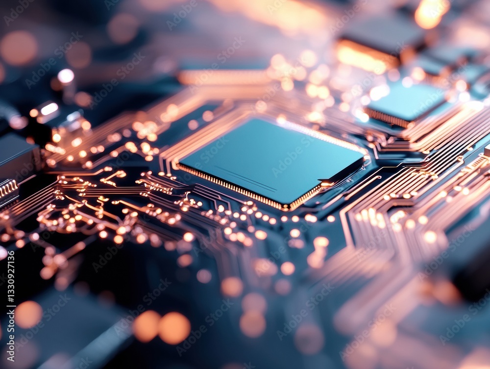Poster Quantum Cybersecurity Breakthrough Advanced Digital Defense Tech with Luminescent Microchip Architecture - Next-Gen Data Protection Innovation