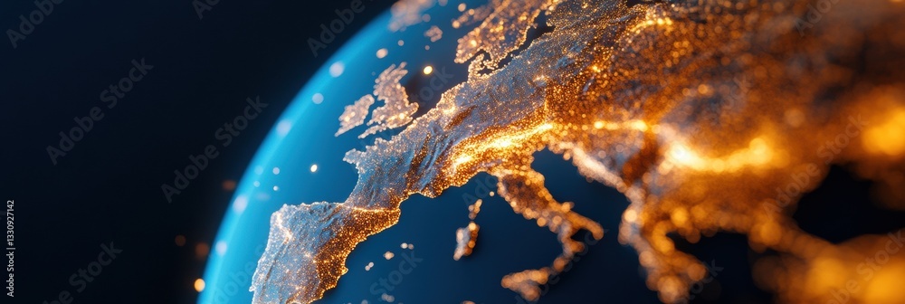 Aufkleber Hyperconnected Global Networks AI-Powered Cybersecurity Visualization with Illuminated Geospatial Data Mapping - Innovative Digital Transformation Solutions