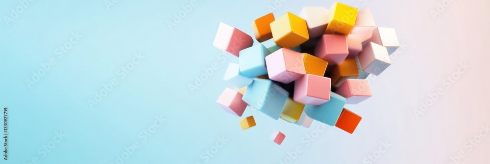 Fototapete Geometric Data Visualization Pastel Cubic AI Innovation Showcasing Algorithmic Content Mapping and Digital Transformation Strategies