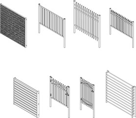 Fence and gate design silhouette illustration vector sketch