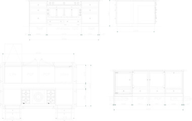 vector illustration sketch design of modern classic vintage kitchen set for cooking food 
