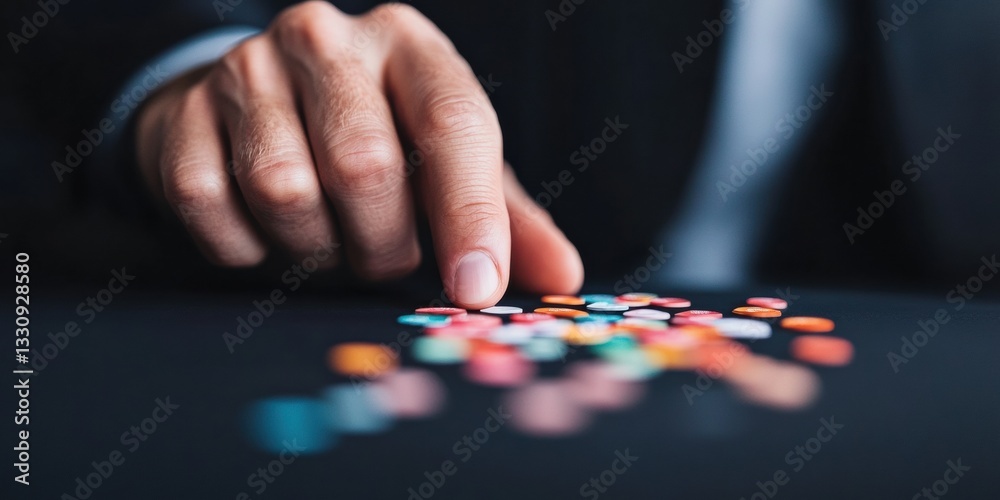 Aufkleber Neurodiverse Decision-Making AI-Powered Cognitive Strategy Visualization with Colorful Data Tokens - Innovative Leadership and Inclusive Performance Optimization