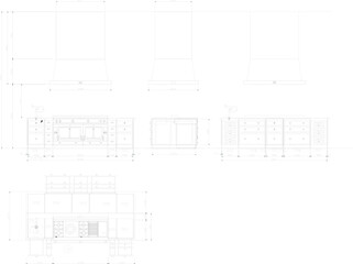 vector illustration sketch design of modern classic vintage kitchen set home kitchen and dining table