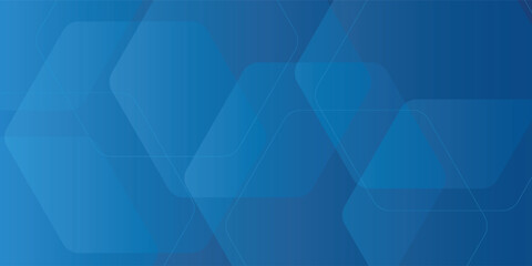 Modern abstract blue background with glowing geometric lines. Blue gradient hexagon shape design. Vector illustration