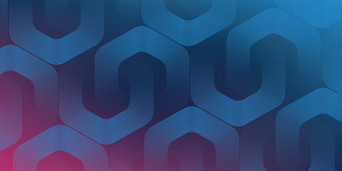 Obraz premium Abstract dark blue background with glowing geometric lines. Modern shiny blue hexagon lines pattern. Technology futuristic concept.