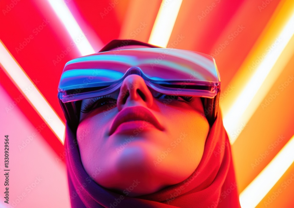 Aufkleber neon pulse futuristic ar visualization of innovative tech culture - immersive digital transformation