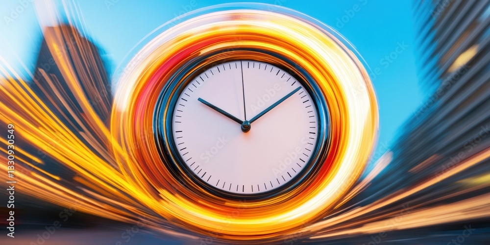 Poster Quantum Productivity Visualized AI-Driven Time Management Concept with Dynamic Motion Blur - Innovative Workflow Optimization for Digital Professionals