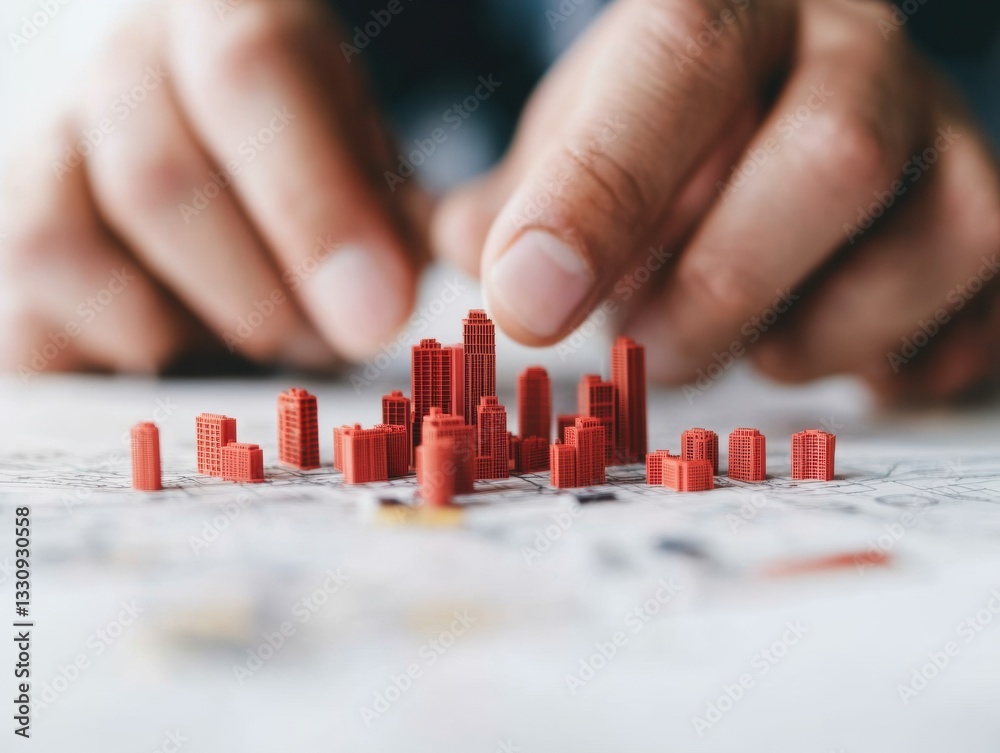 Poster urban future vision minimalist architectural modeling of smart city development with precision desig