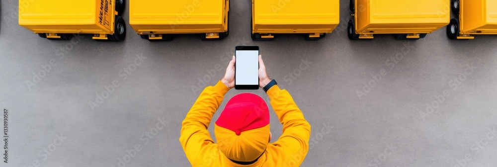 Aufkleber AI-Driven Logistics Optimization Minimalist Tech Supervision of Smart Fleet Management with Mobile Analytics for Next-Gen Supply Chain Efficiency