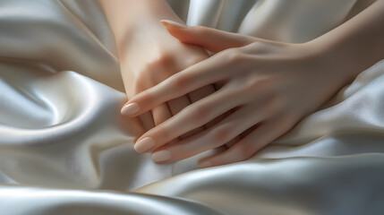 Fototapeta premium Elegance of Silky Smooth Hands: Velvet-Soft with Timeless Grace