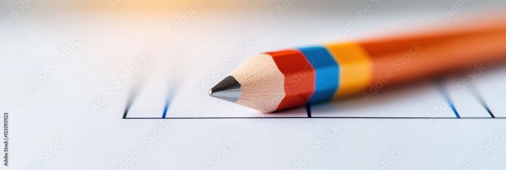 Aufkleber Minimalist Creative Strategy Vibrant Multicolor Pencil on Crisp Grid Paper - Design Thinking Visualization for Innovation and Business Ideation