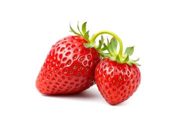 A single, ripe strawberry, vibrant red, isolated on pure white, design, vector