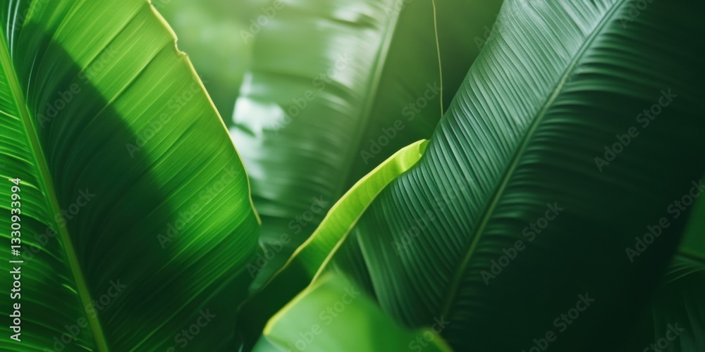 Poster verdant biophilic design ultra-high resolution macro botanical texture of lush tropical banana leave