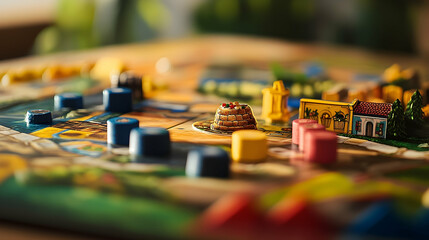 Strategic Gameplay, A Close-Up of Board Game Elements in Playful Competition