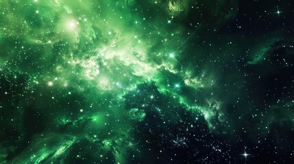 Naklejka premium Green_nebula_green_galactic_background